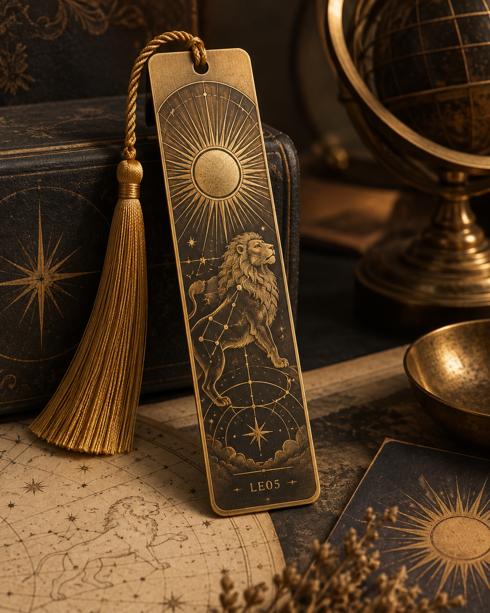 Leo Celestial Archive Metal Bookmark — The Golden Hour