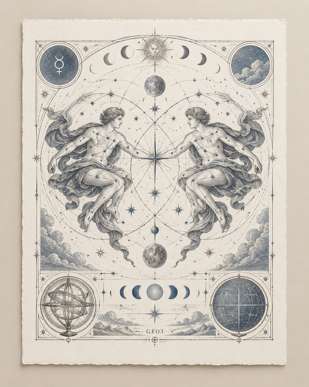 Celestial Archive Gemini Art Print — The Twin Signal