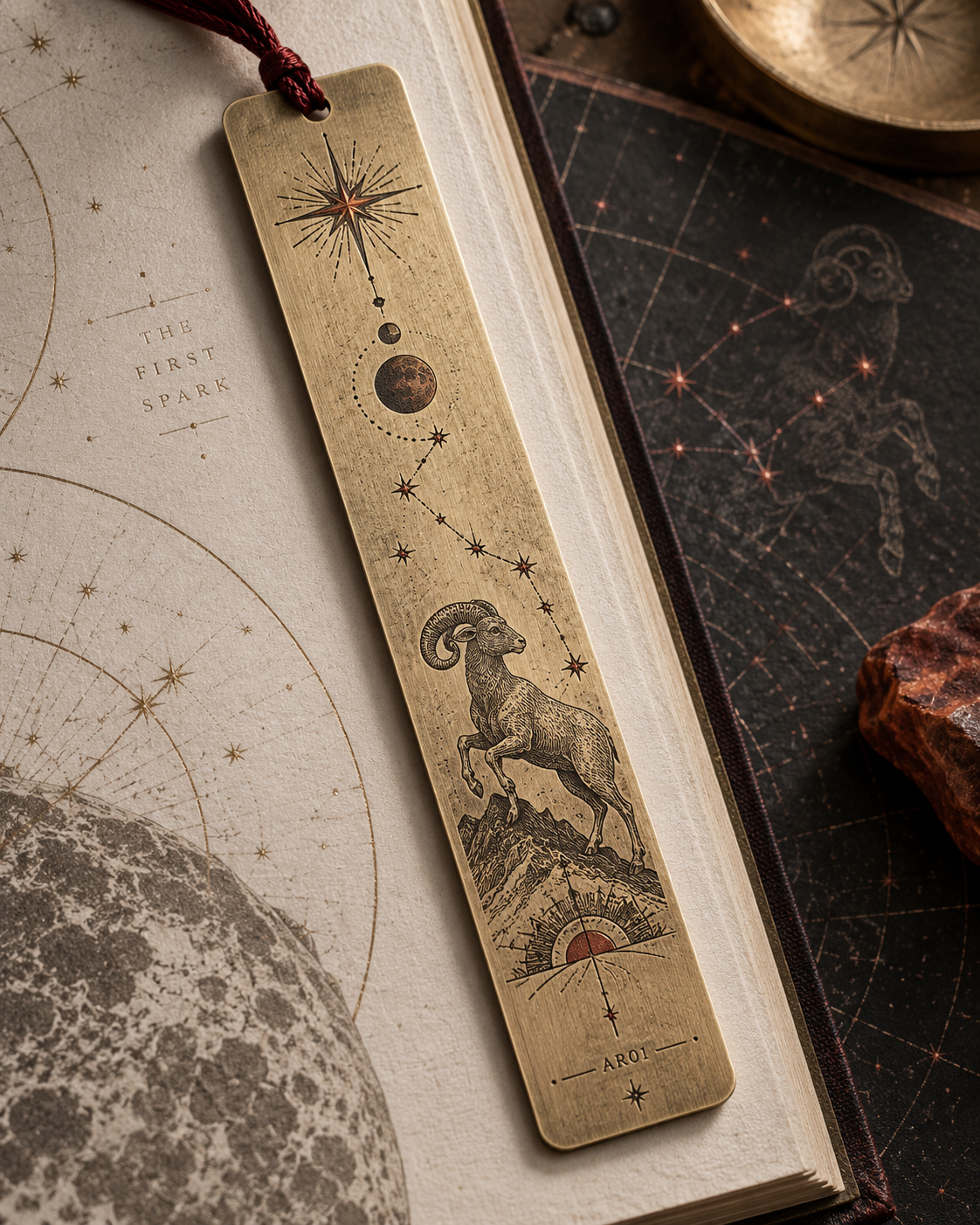 Aries Celestial Archive Metal Bookmark — The First Spark