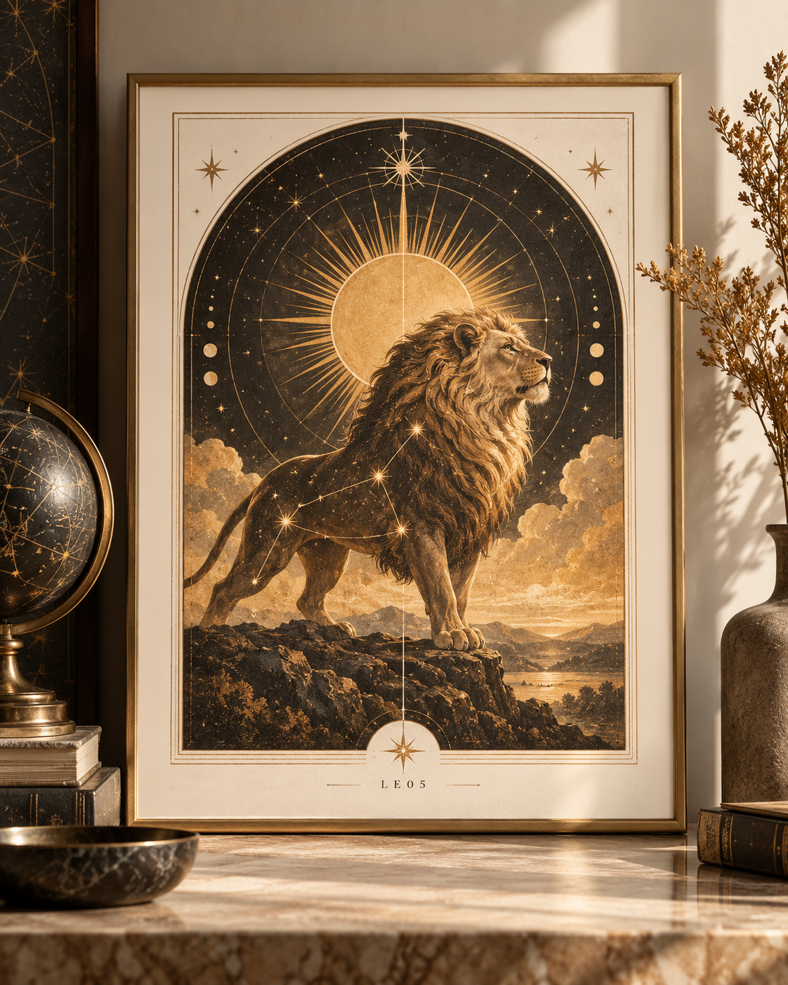 Celestial Archive Leo Art Print — The Golden Hour