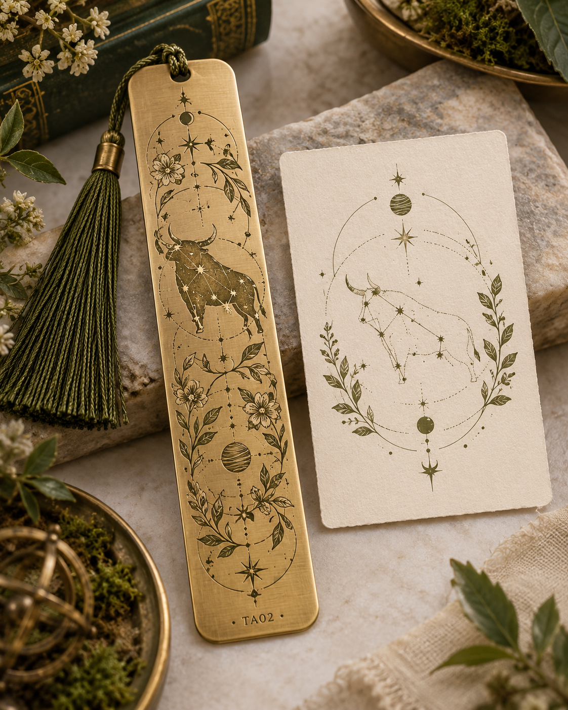 Taurus Celestial Archive Metal Bookmark — The Quiet Garden