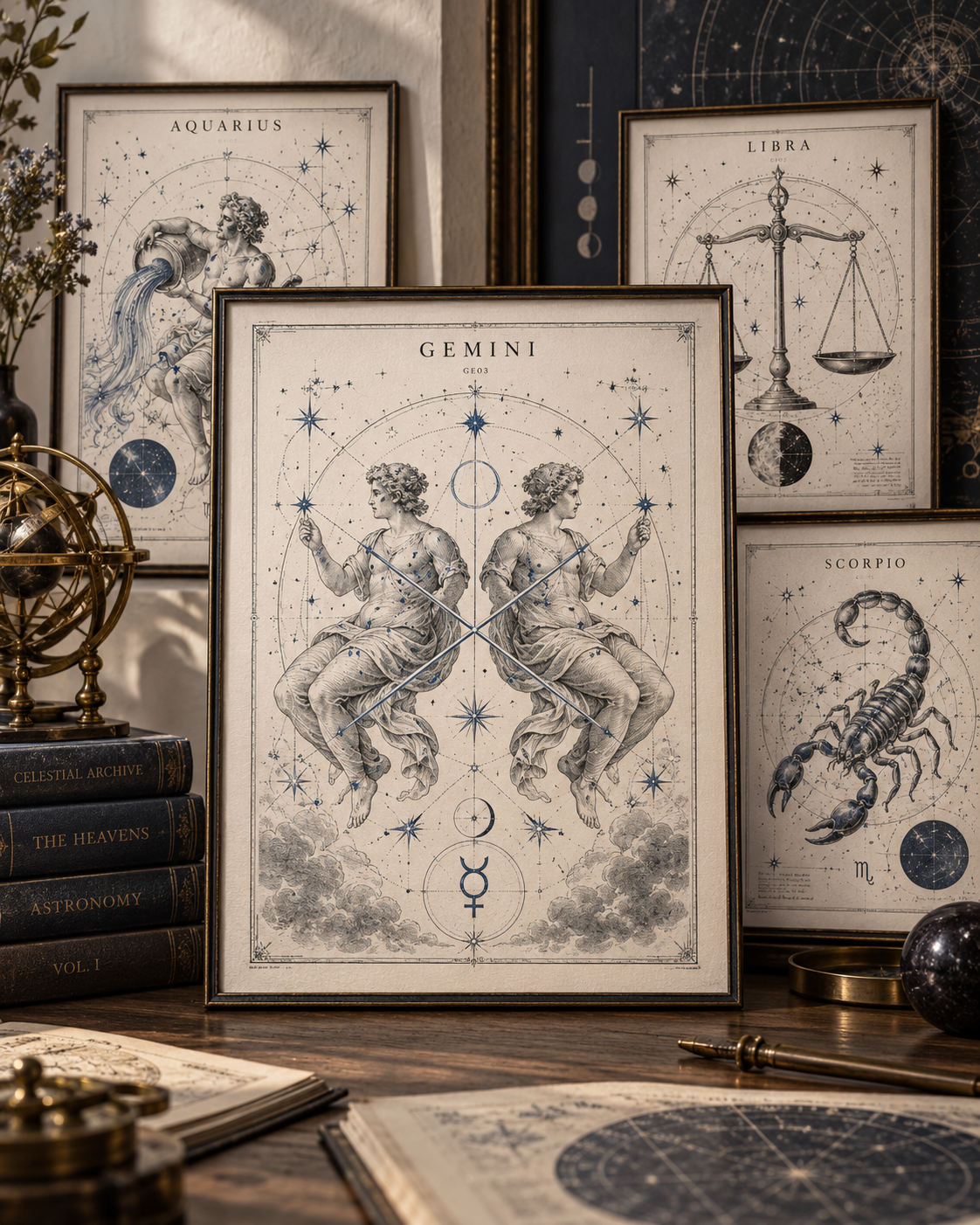 Celestial Archive Gemini Art Print — The Twin Signal