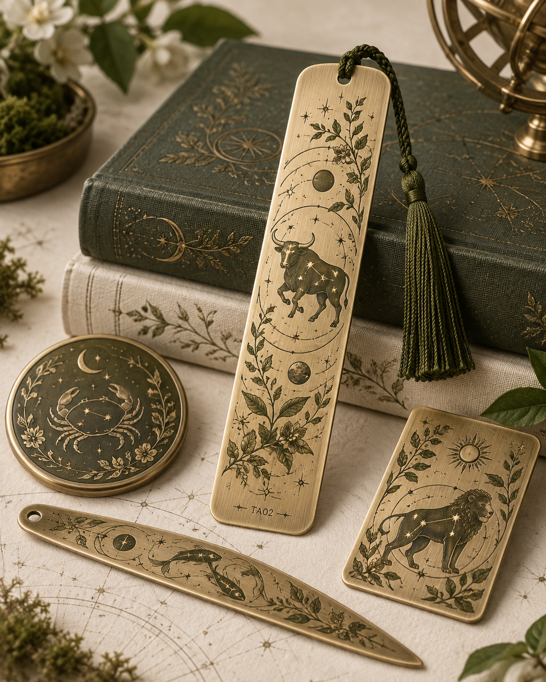 Taurus Celestial Archive Metal Bookmark — The Quiet Garden