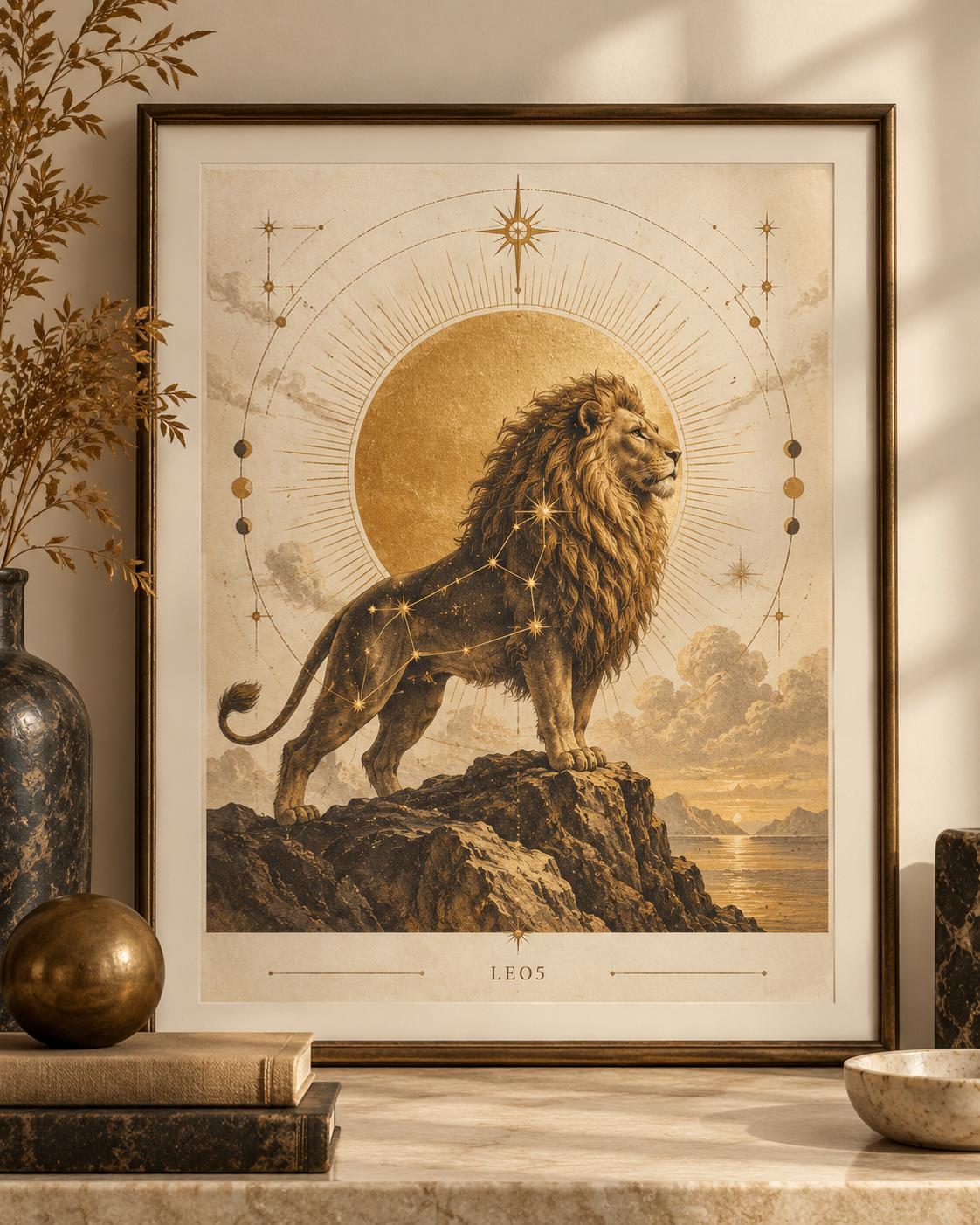 Celestial Archive Leo Art Print — The Golden Hour