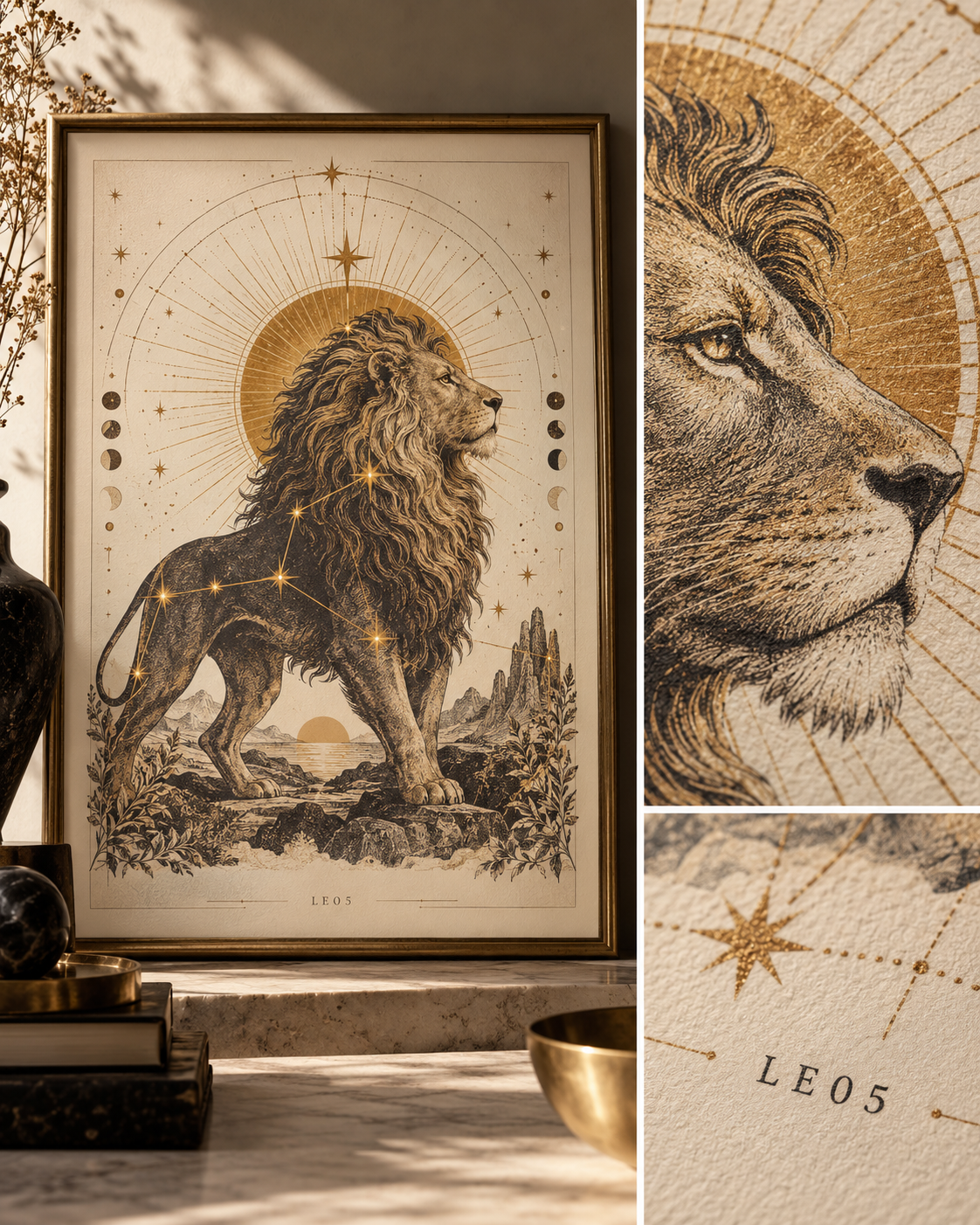 Celestial Archive Leo Art Print — The Golden Hour