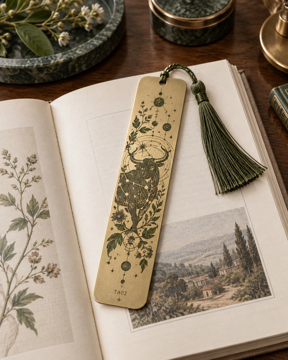 Taurus Celestial Archive Metal Bookmark — The Quiet Garden