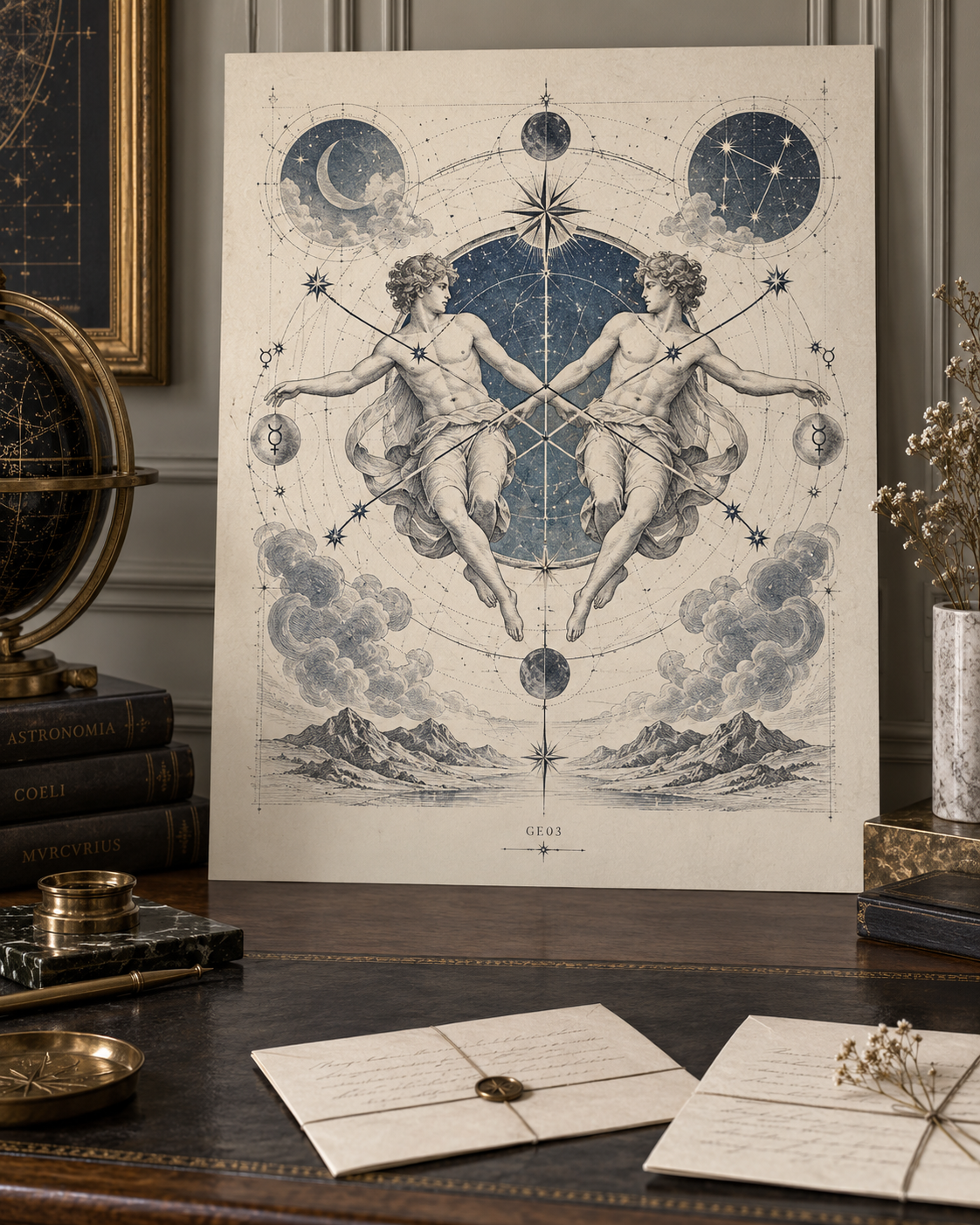 Celestial Archive Gemini Art Print — The Twin Signal