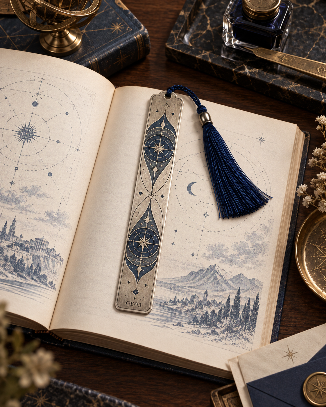 Gemini Celestial Archive Metal Bookmark — The Twin Signal