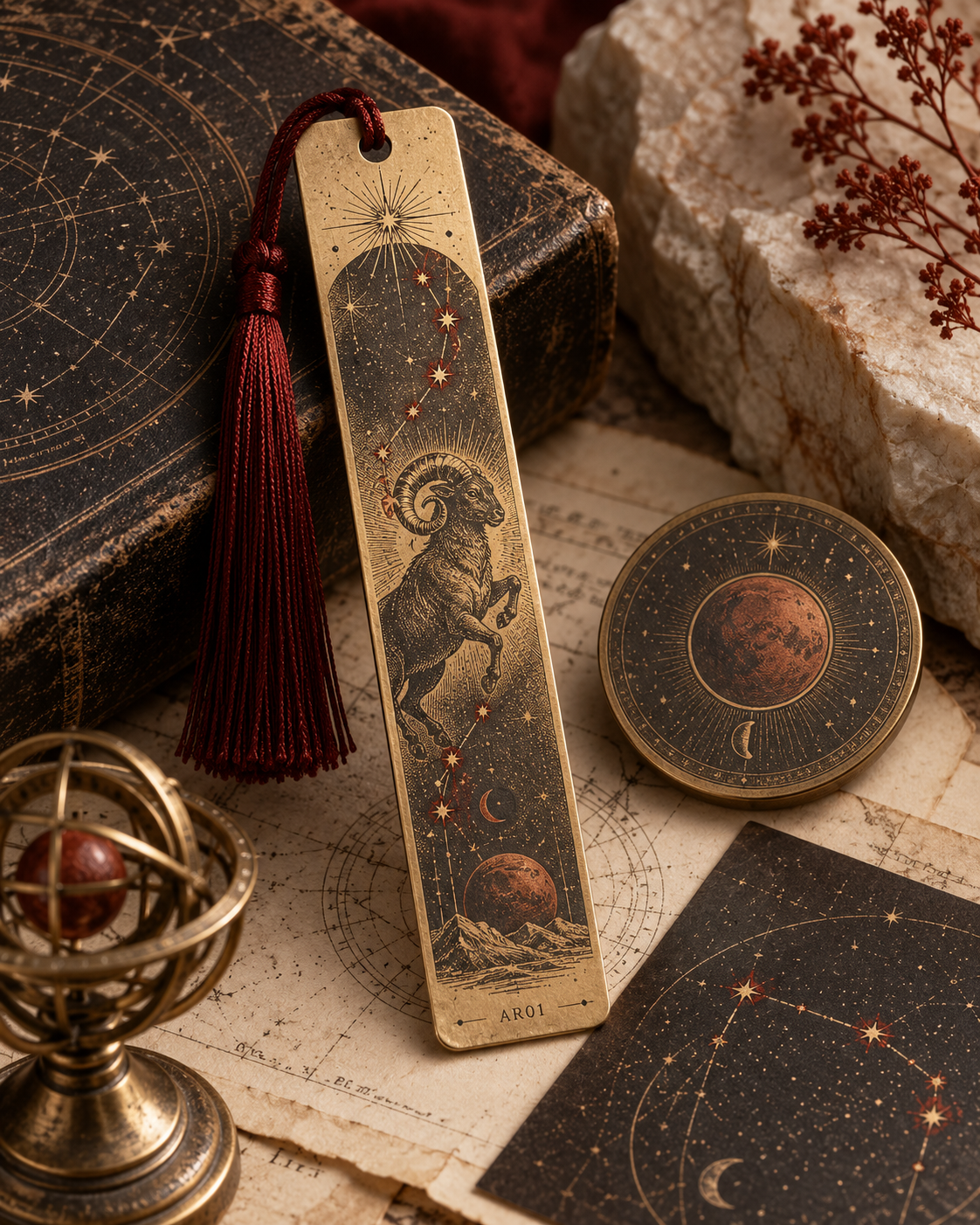 Aries Celestial Archive Metal Bookmark — The First Spark