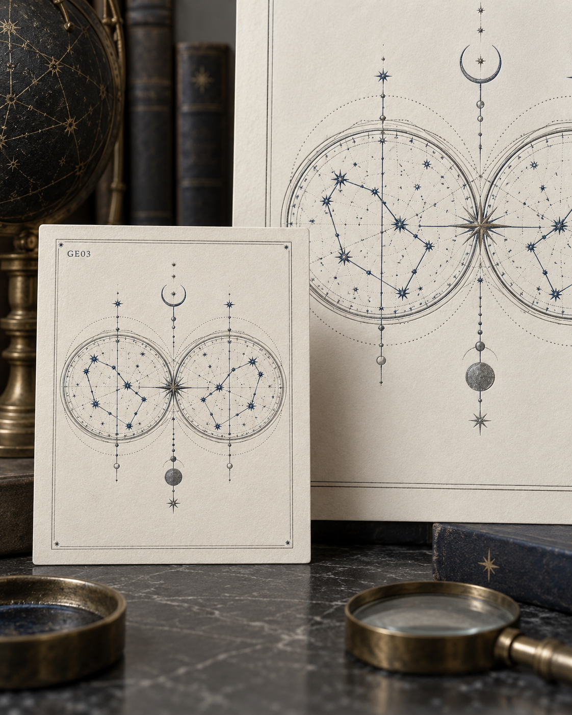 Celestial Archive Gemini Art Print — The Twin Signal