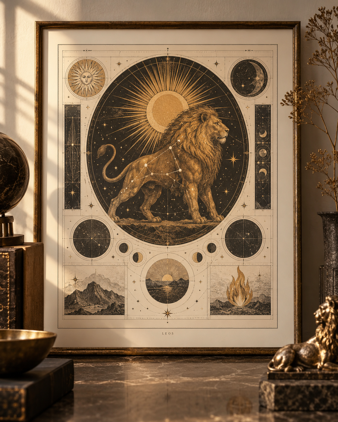 Celestial Archive Leo Art Print — The Golden Hour