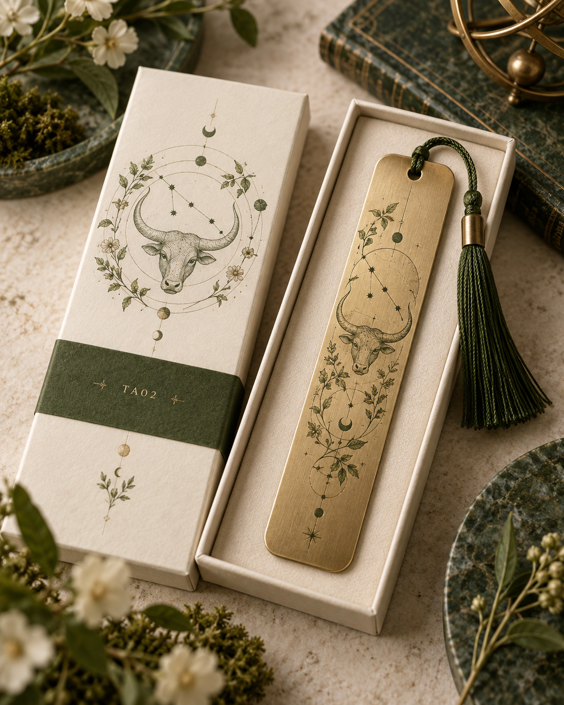 Taurus Celestial Archive Metal Bookmark — The Quiet Garden