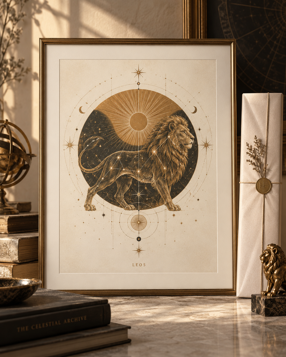 Celestial Archive Leo Art Print — The Golden Hour