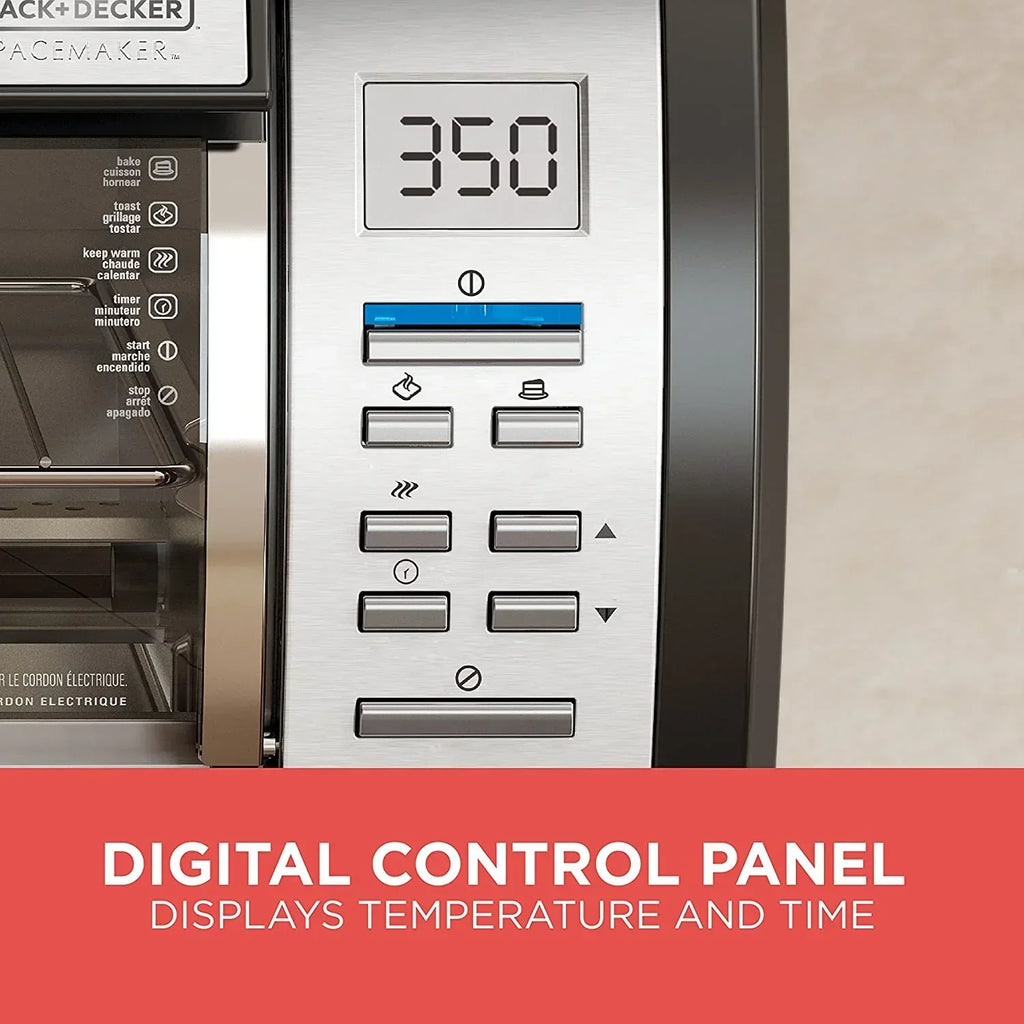 BLACK DECKER SpaceMaker Under Counter Toaster Oven, Digital Controls, Black/Stainless Steel, Fits 9&prime;&prime; Pizza or 4 Slices