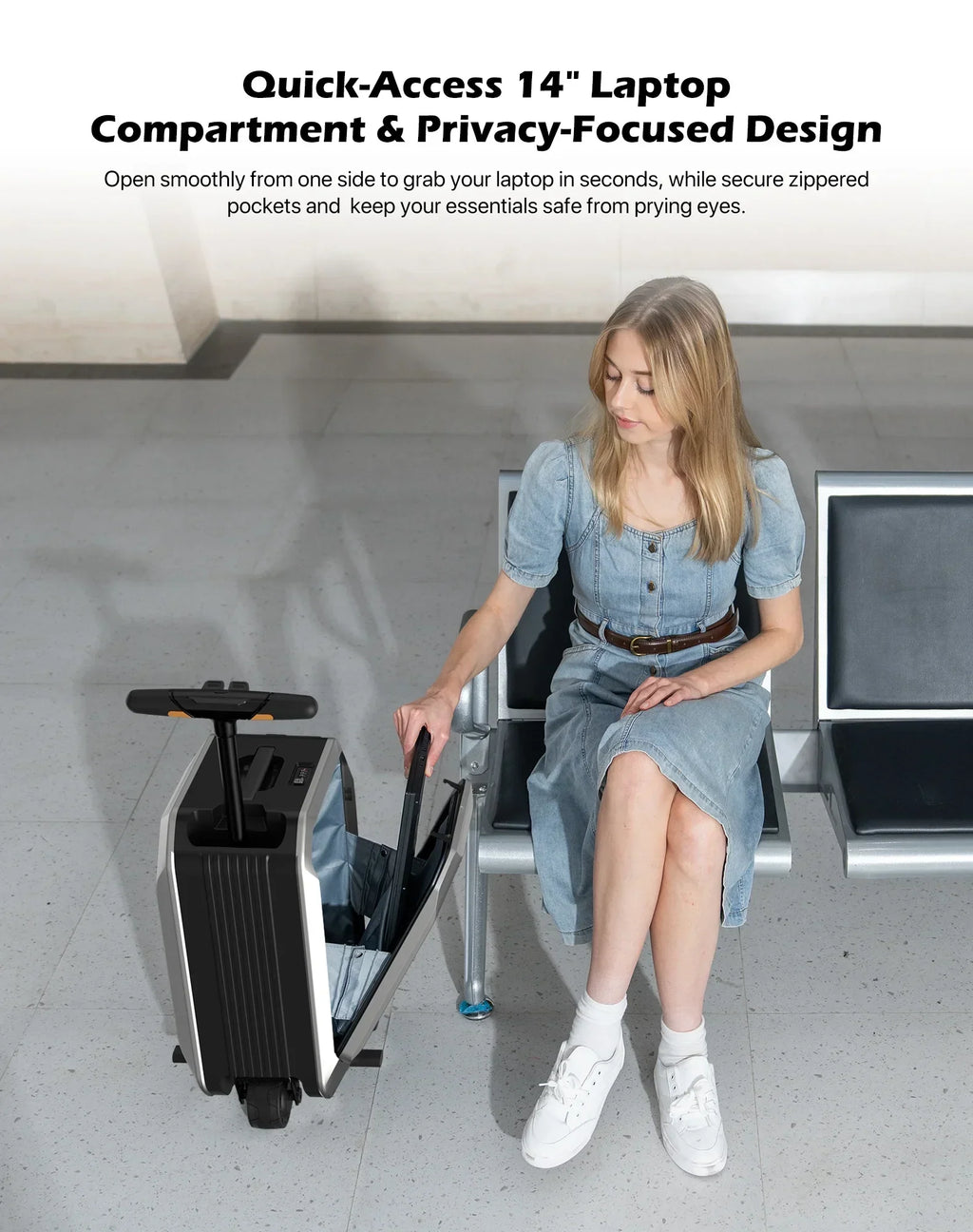 L2-S Smart Rideable Luggage, Foldable Electric Scooter Suitcase, 6.2 mph Max Speed, 6.2-Mile Range, Lightweight Portable Design for Travel & Commute