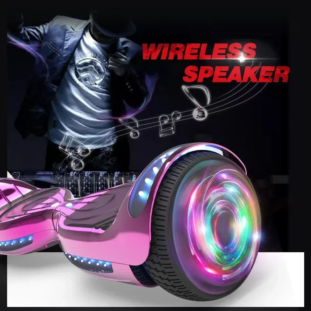 Hoverstar Hoverboard 6.5 In Bluetooth Speaker LED Light Chrome Pink - Flash Wheel