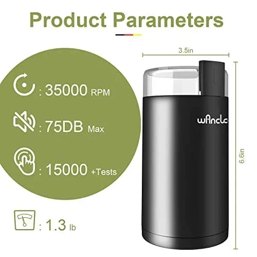 Wancle Electric Coffee Grinder, Quiet Spice Grinder, One Touch Coffee Mill for Beans