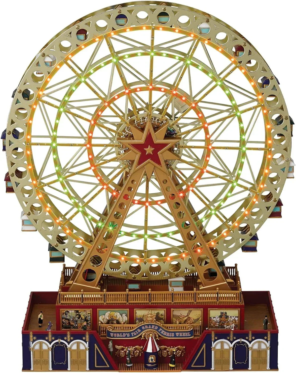 World's Fair Ferris Wheel Musical Animation Indoor Christmas Decor, 15", Gold & Very Merry Carousel Musical Animation Indoor Christmas Decor, 12", Red