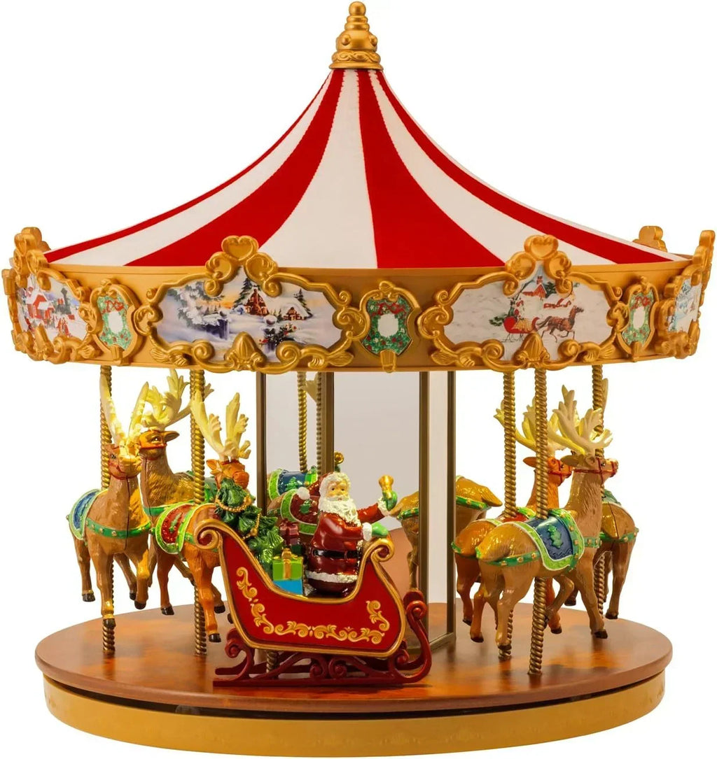 World's Fair Ferris Wheel Musical Animation Indoor Christmas Decor, 15", Gold & Very Merry Carousel Musical Animation Indoor Christmas Decor, 12", Red