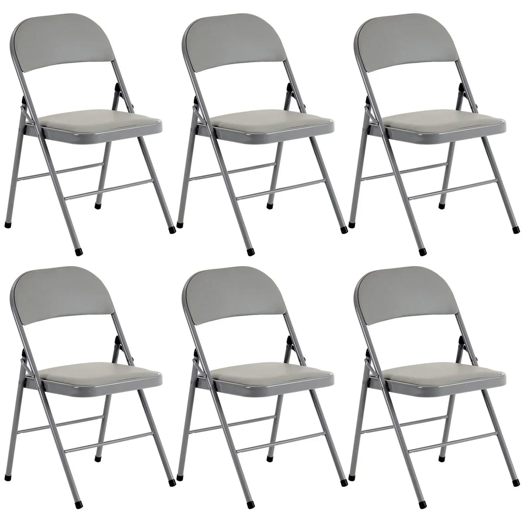 6 Pack Gray Folding Chairs with Padded Seats, Portable Stackable Foldable Chairs for Indoor & Outdoor, Commercial Seat with Metal Frame for Events Office Wedding Party, 330lbs Capacity