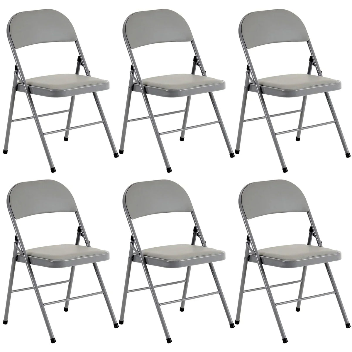 6 Pack Gray Folding Chairs with Padded Seats, Portable Stackable Foldable Chairs for Indoor & Outdoor, Commercial Seat with Metal Frame for Events Office Wedding Party, 330lbs Capacity