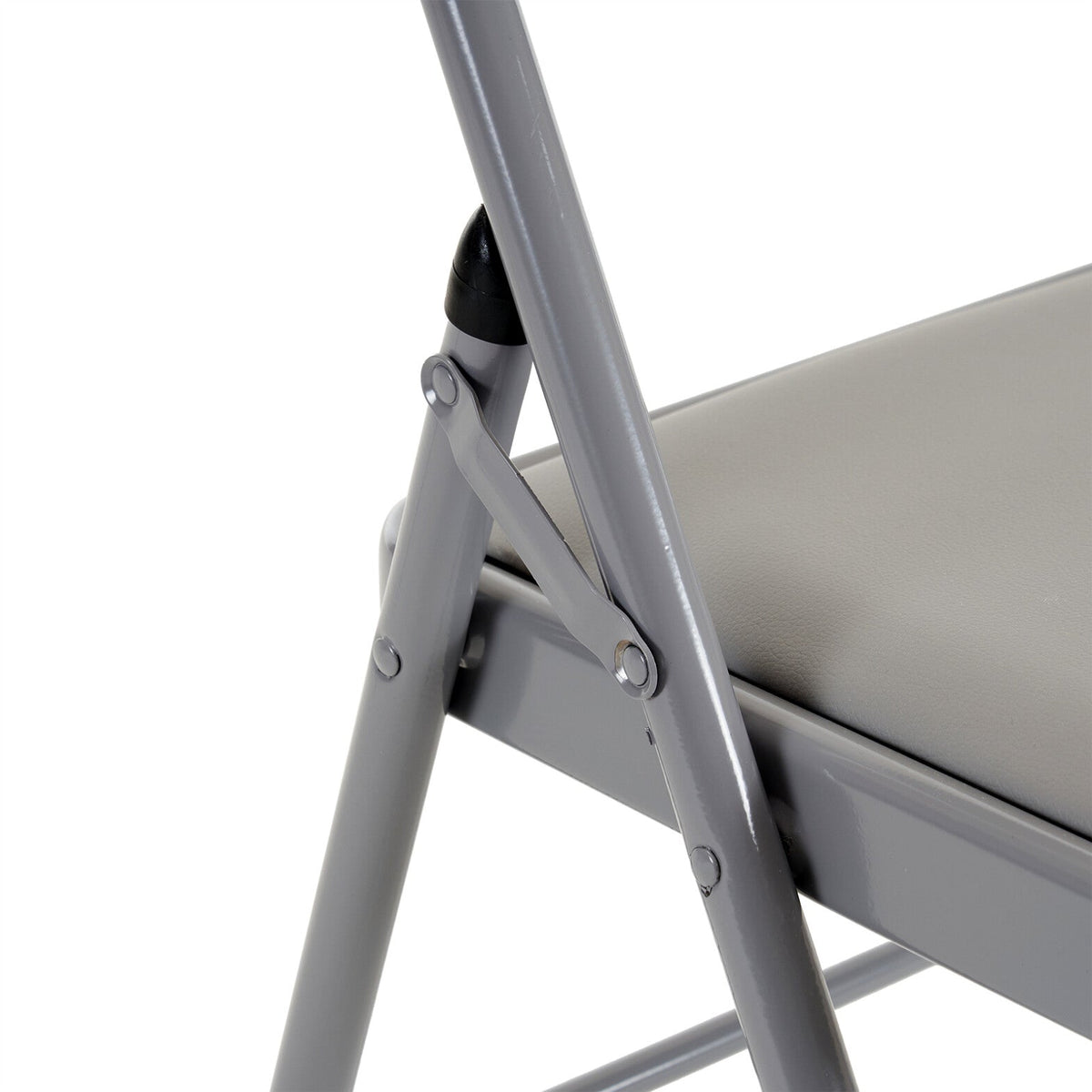 6 Pack Gray Folding Chairs with Padded Seats, Portable Stackable Foldable Chairs for Indoor & Outdoor, Commercial Seat with Metal Frame for Events Office Wedding Party, 330lbs Capacity