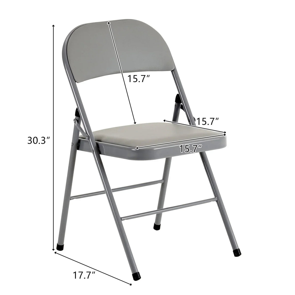 6 Pack Gray Folding Chairs with Padded Seats, Portable Stackable Foldable Chairs for Indoor & Outdoor, Commercial Seat with Metal Frame for Events Office Wedding Party, 330lbs Capacity