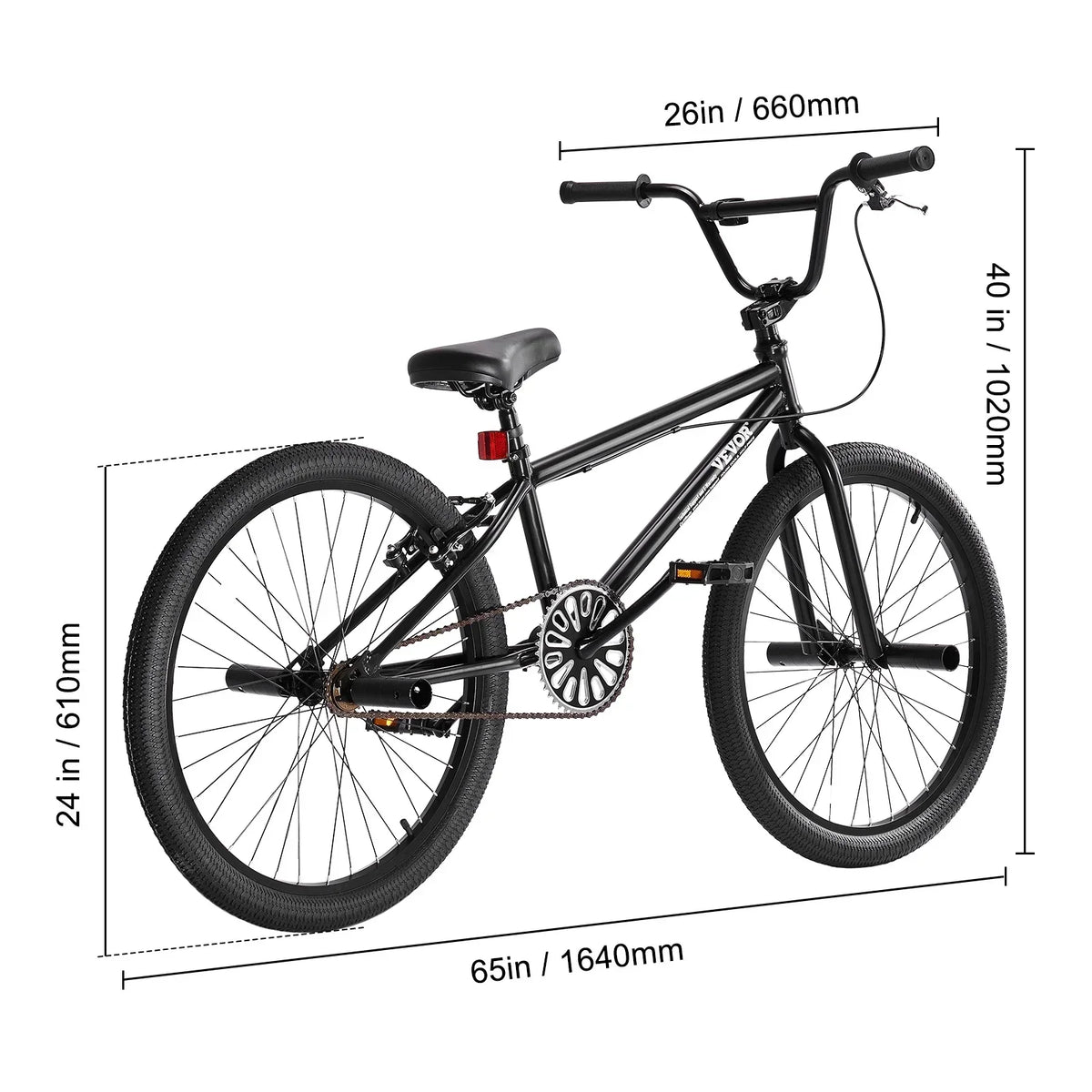 VEVOR BMX Bike, 24-Inch Wheel Freestyle Bike, BMX Race Bike with 4 Pegs, Beginner-Level BMX to Advanced Riders, BMX Bicycles for Teen Adult Men Women, Durable Hi-Ten Steel Frame, Easy to Assemble