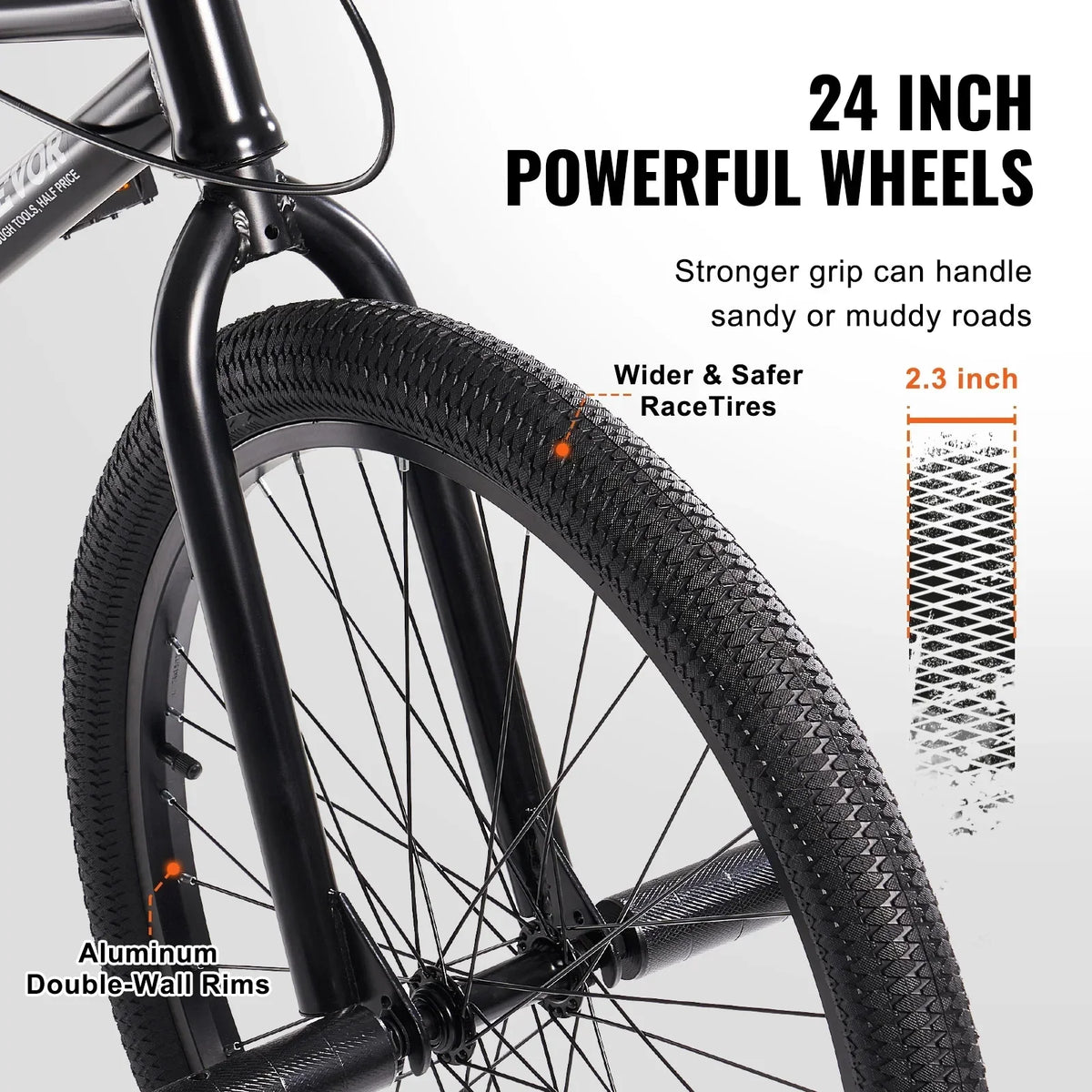 VEVOR BMX Bike, 24-Inch Wheel Freestyle Bike, BMX Race Bike with 4 Pegs, Beginner-Level BMX to Advanced Riders, BMX Bicycles for Teen Adult Men Women, Durable Hi-Ten Steel Frame, Easy to Assemble
