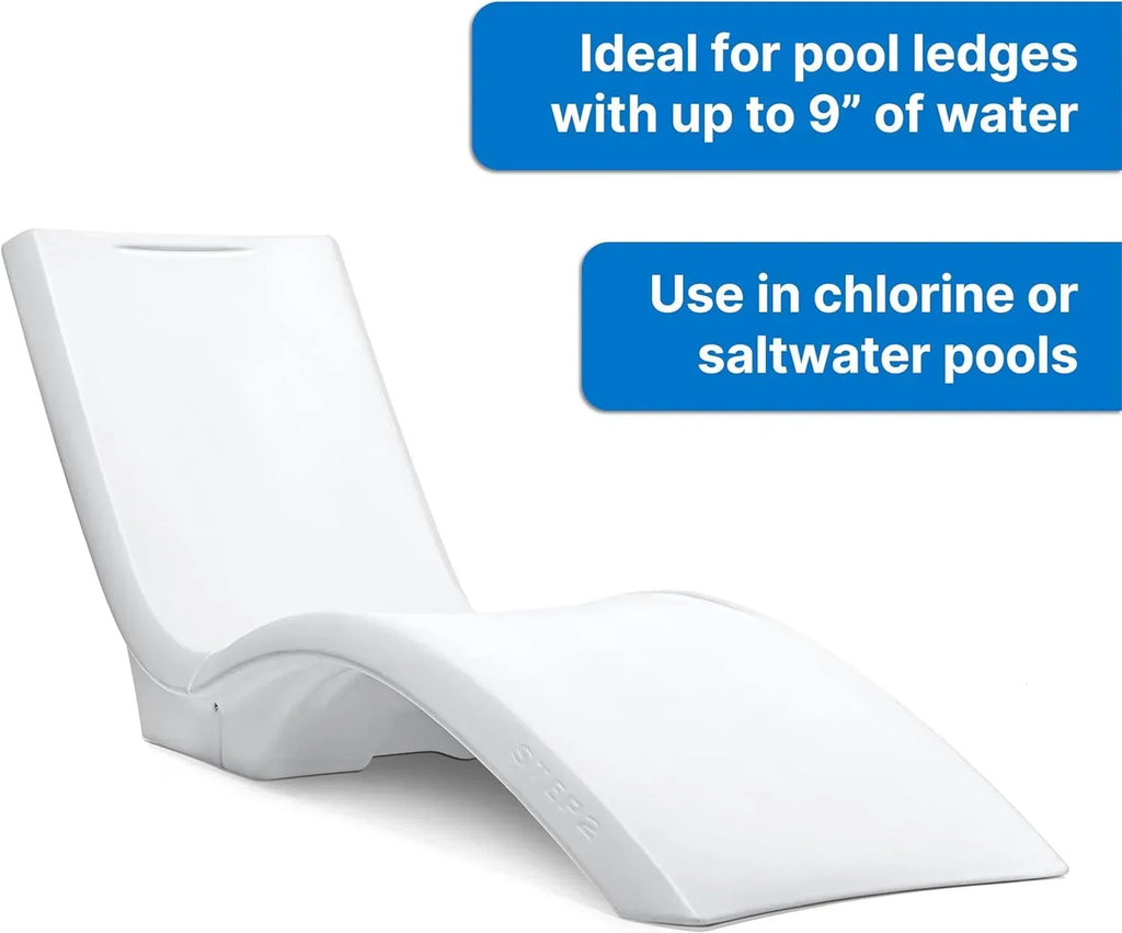 Pool Lounger, Fade-Resistant, Waterproof Patio Furniture, Pool Lounge Chair for Sun Shelf, Use in Pools with Shelves Up to 9-Inches Deep or Outside Pool Deck, Weighted, White