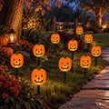 10 Pack Halloween Pumpkin Stake Lights, Solar LED Pumpkin Garden Lights Set for Outdoor Holiday Decor