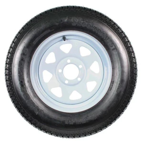 2-Pack Trailer Tires On Rims ST205/75D15 Load Range C 5-Lug White Spoke 15 inch
