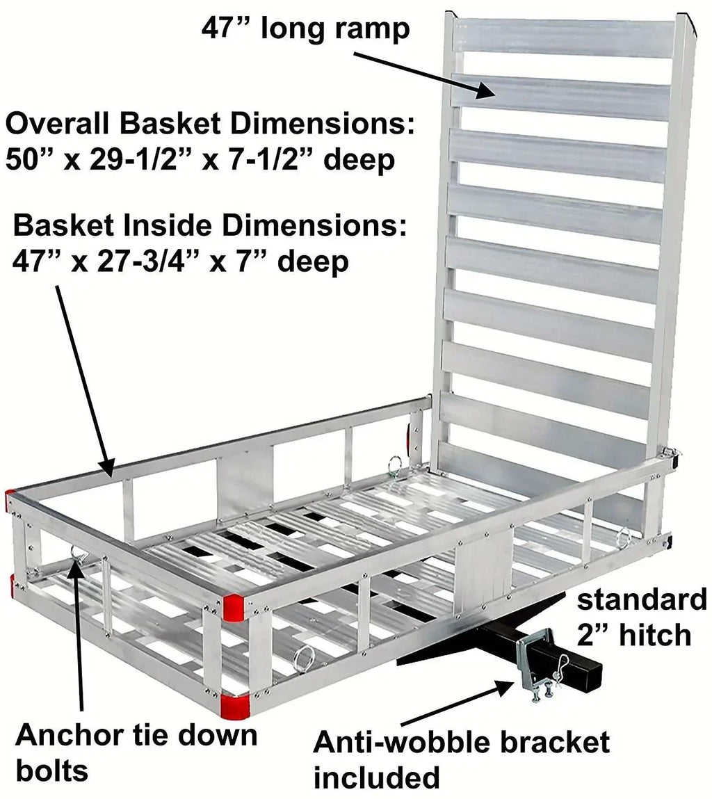 Aluminum Hitch Mount Cargo Carrier With 47 in Long Ramp, 1 Pack - 80779