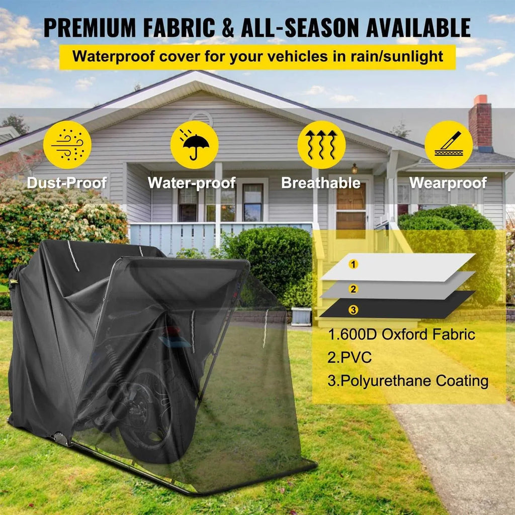 VEVOR Motorcycle Shelter - Waterproof 600D Oxford Fabric