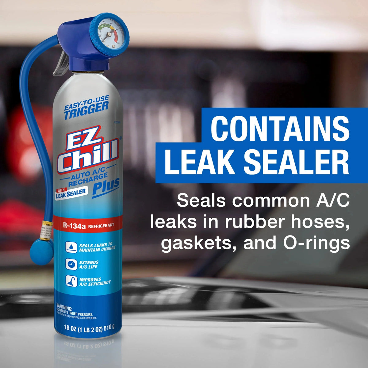 EZ Chill R-134a Auto AC Recharge Kit With Leak Sealer Plus - 18 OZ