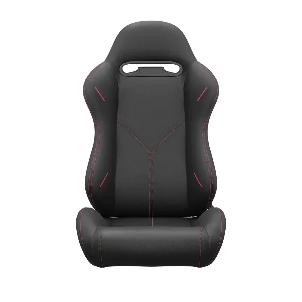 2PC Universal Reclinable Bucket Racing Seats With Adjustor Slider - Red PVC Leather