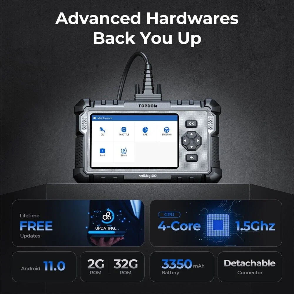 TOPDON Car Diagnostic Scanner With Engine, ABS, SRS, Transmission And CAN Tests - ArtiDiag500