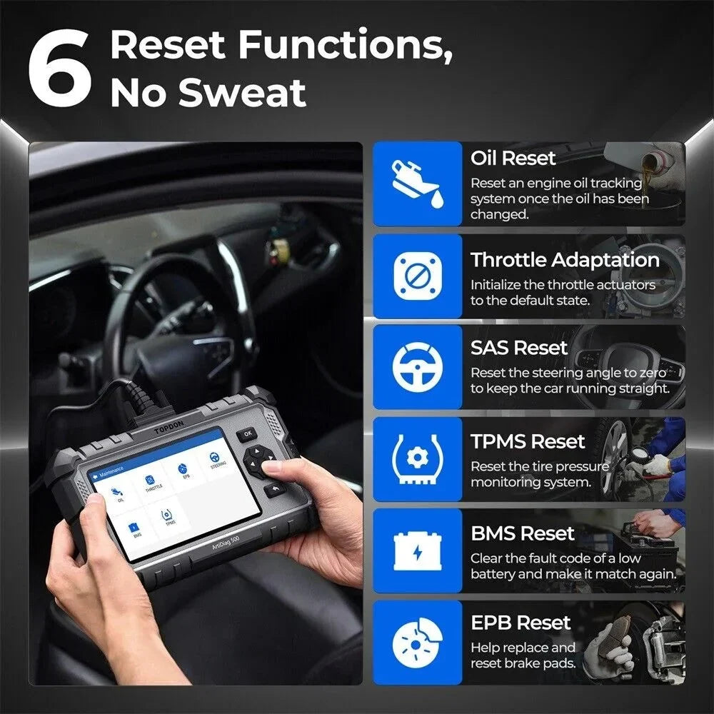 TOPDON Car Diagnostic Scanner With Engine, ABS, SRS, Transmission And CAN Tests - ArtiDiag500
