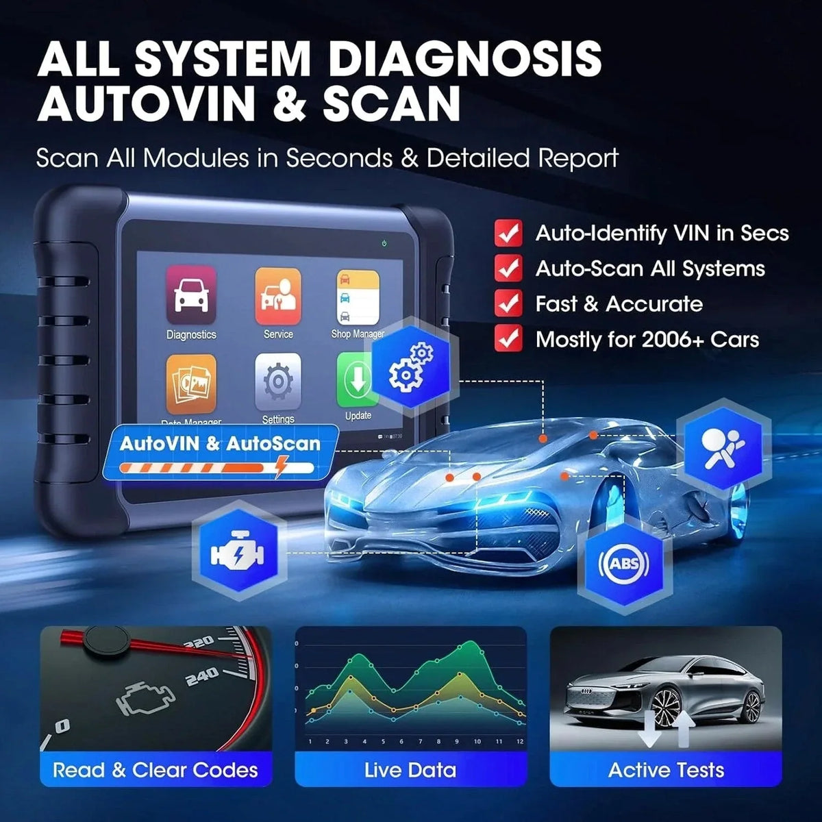 Autel MaxiCOM MK808S Bidirectional Automotive Diagnostic Scanner - Newest Autel MaxiCOM MK808S