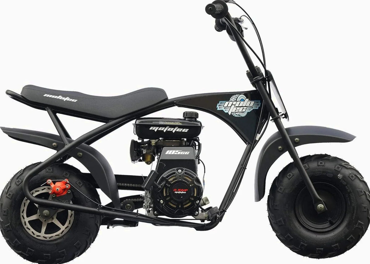 MotoTec 105CC 3.5HP Mini Bike, Black, Alloy Steel, 23mph - KN110-A