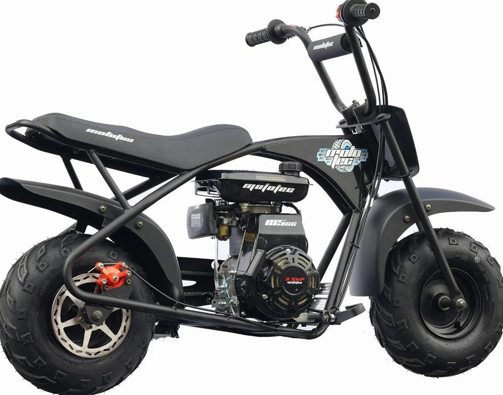 MotoTec 105CC 3.5HP Mini Bike, Black, Alloy Steel, 23mph - KN110-A