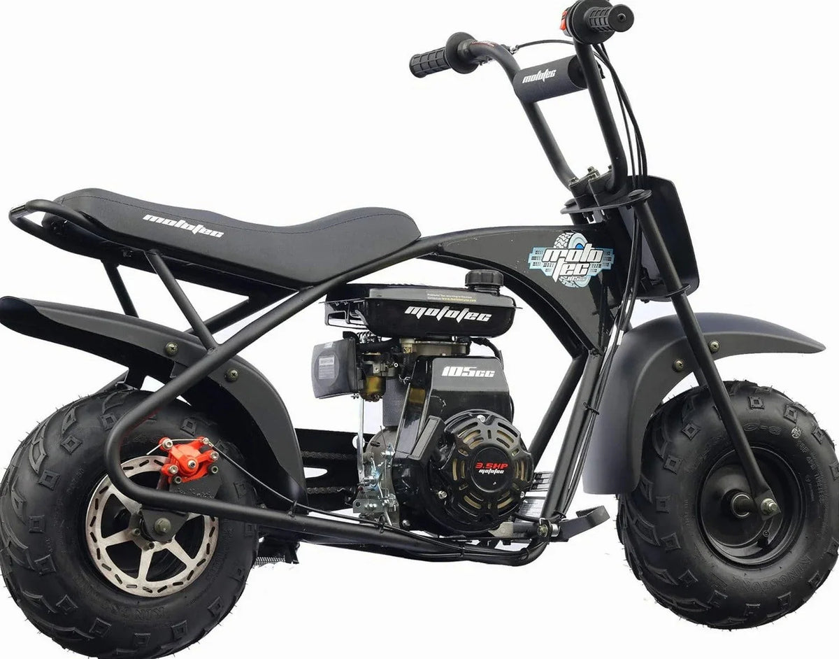 MotoTec 105CC 3.5HP Mini Bike, Black, Alloy Steel, 23mph - KN110-A