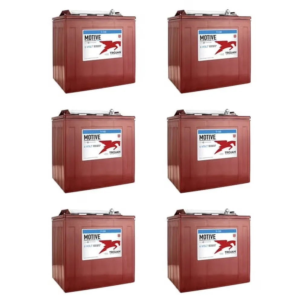Trojan Battery 6-Volt 225Ah Deep Cycle Golf Cart Batteries, 6-Pack, 36V - T-105