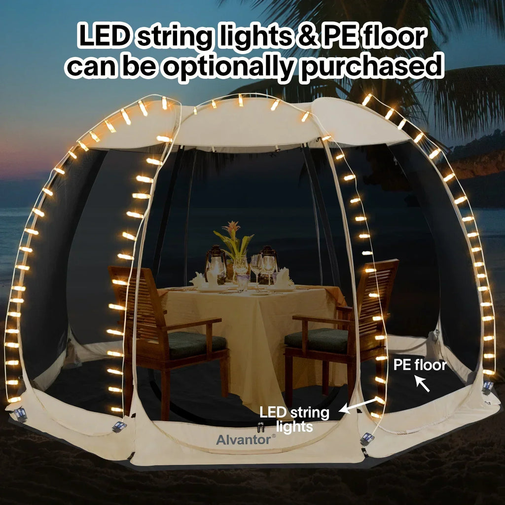Alvantor Screen House Camping Instant Canopy 12 ft x 12 ft - Beige