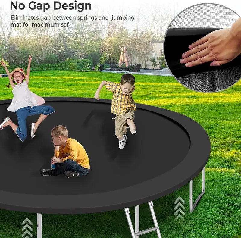 Trampoline With Enclosure Net And Adjustable Basketball Hoop - 8ft, 10ft, 12ft, 14ft, 15ft, 16ft