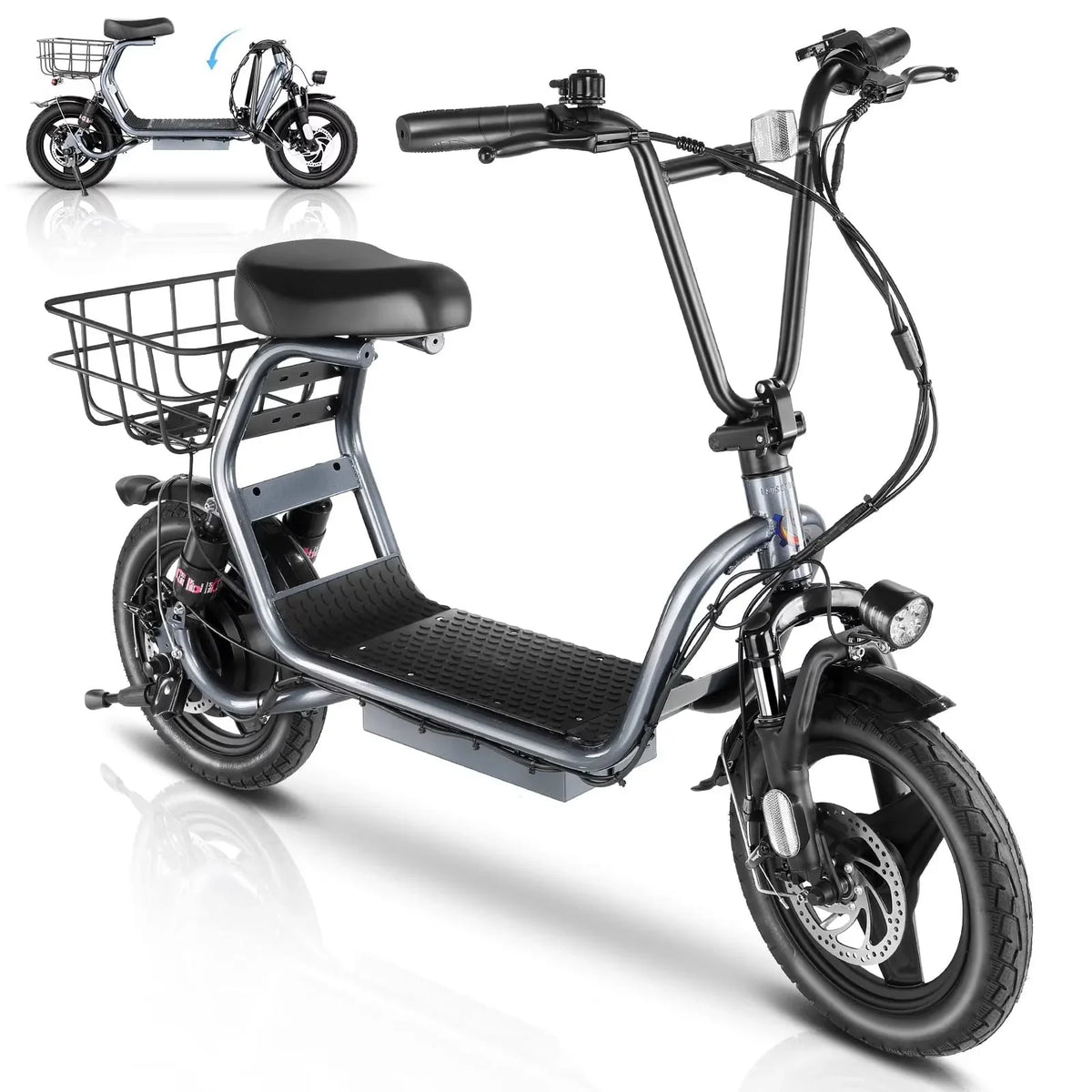 SANOPY Electric Scooter With Seat for Adults, 350W, 15 Miles, 20 Mph, 36V 5.2Ah, 14 inch Tire - Black
