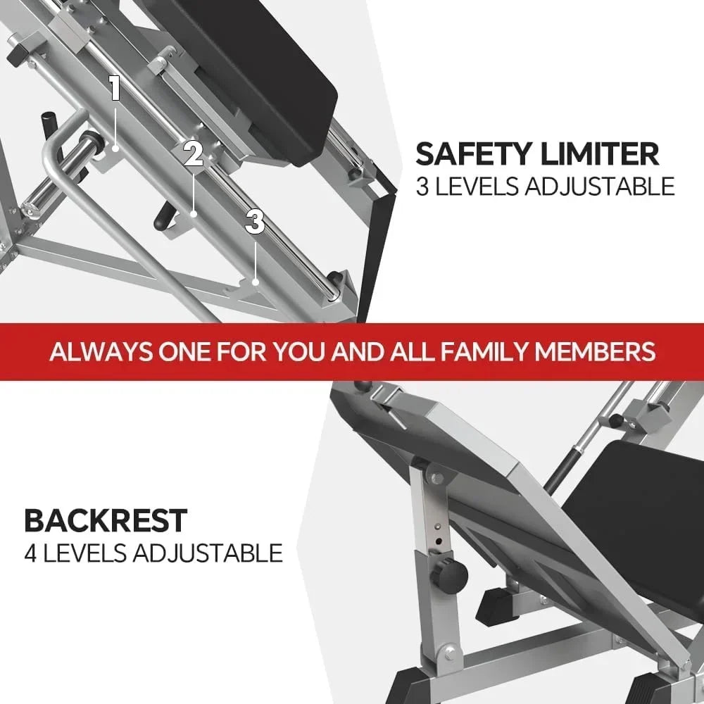 2-In-1 Leg Press And Hack Squat Machine With Linear Bearing - 45-Degree