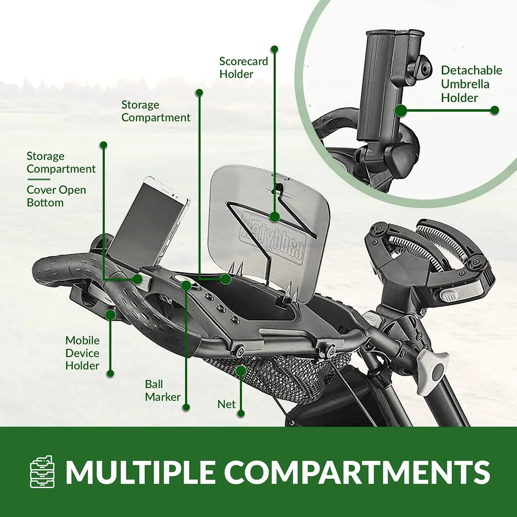 3-Wheel Foldable Golf Push Cart With Foot Brake - CaddyLite EZ V8