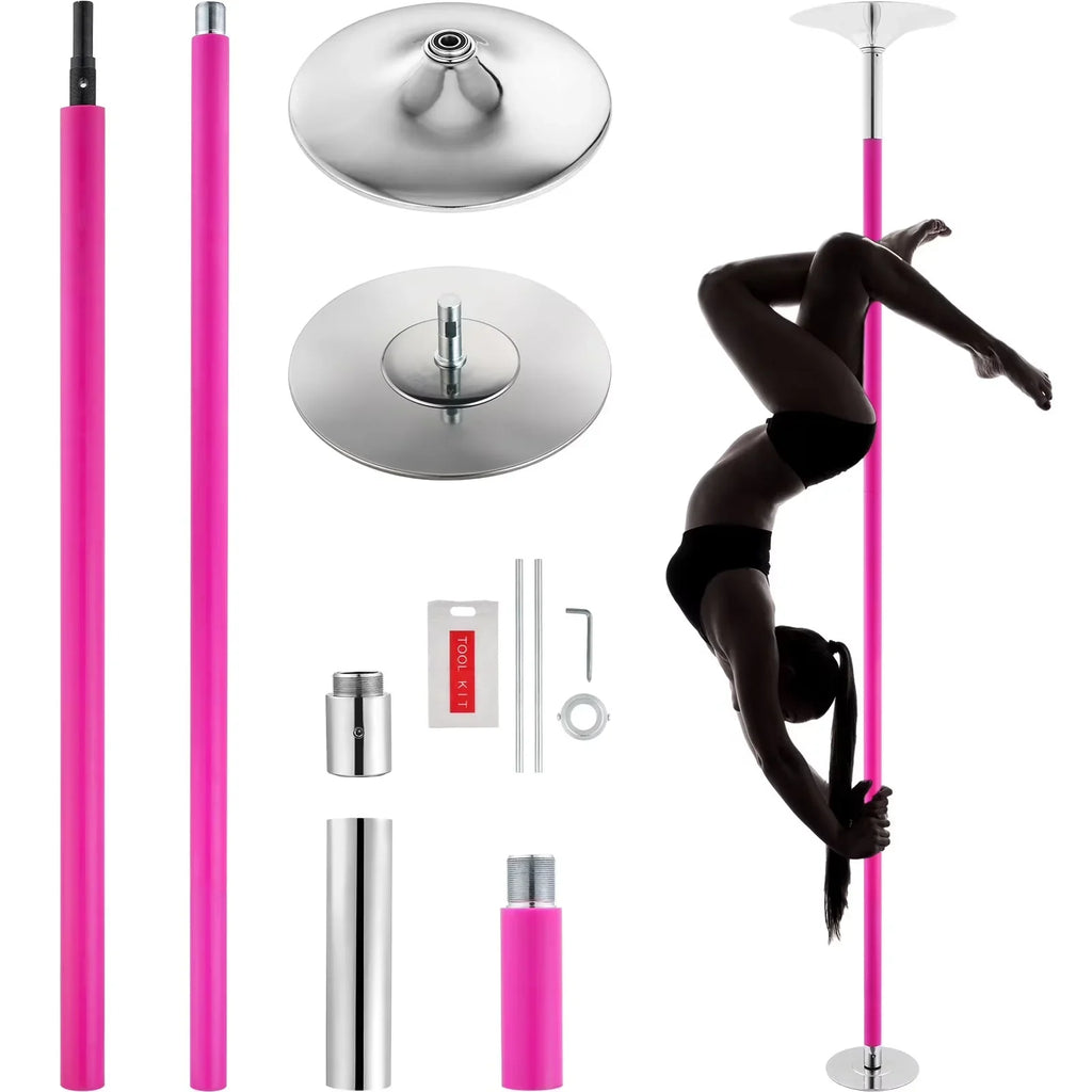 KFFKFF Dance Pole Set, 45mm Stainless Steel, Silver - HM-590S