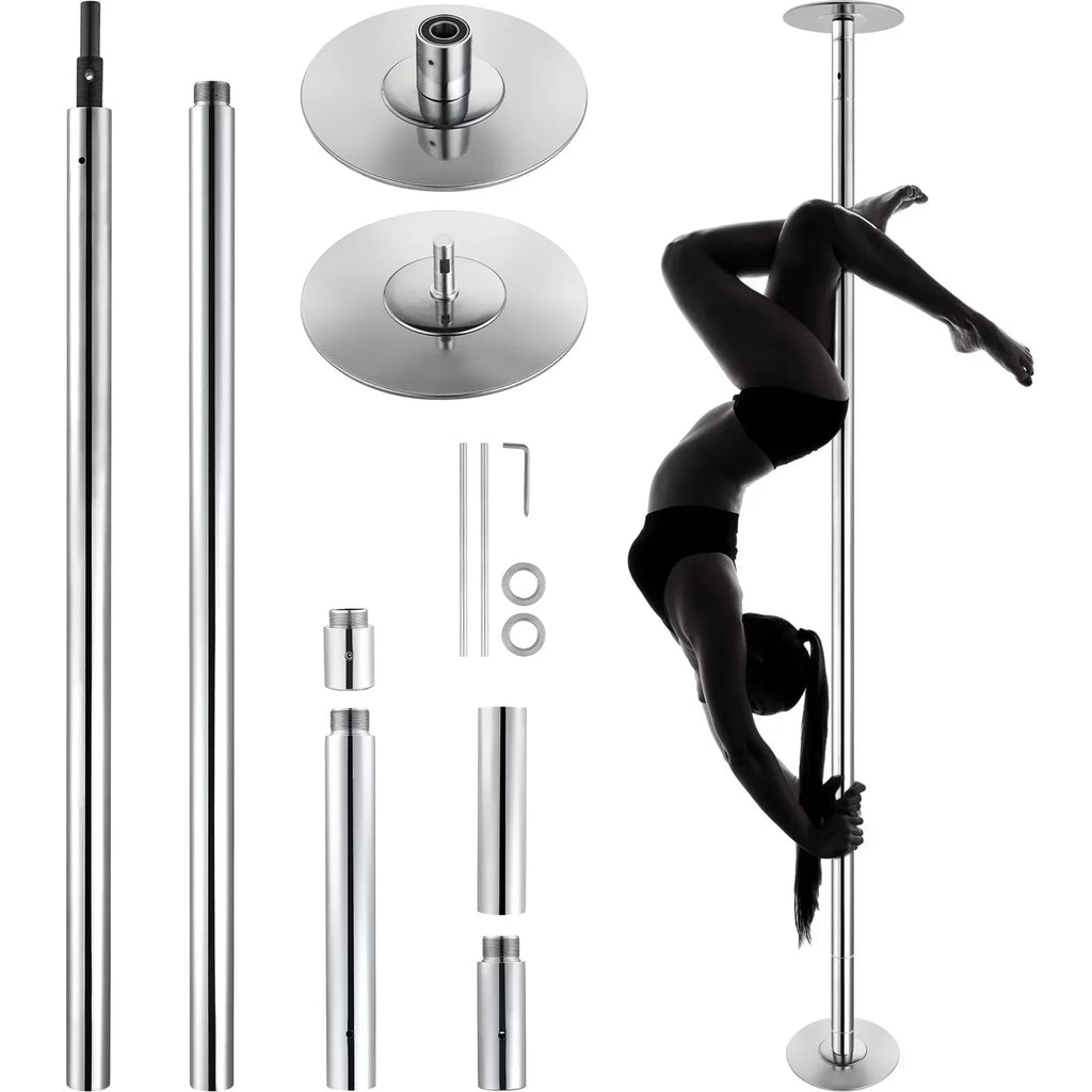 KFFKFF Dance Pole Set, 45mm Stainless Steel, Silver - HM-590S
